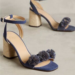 Castaner Pom Pom block blue Sandals